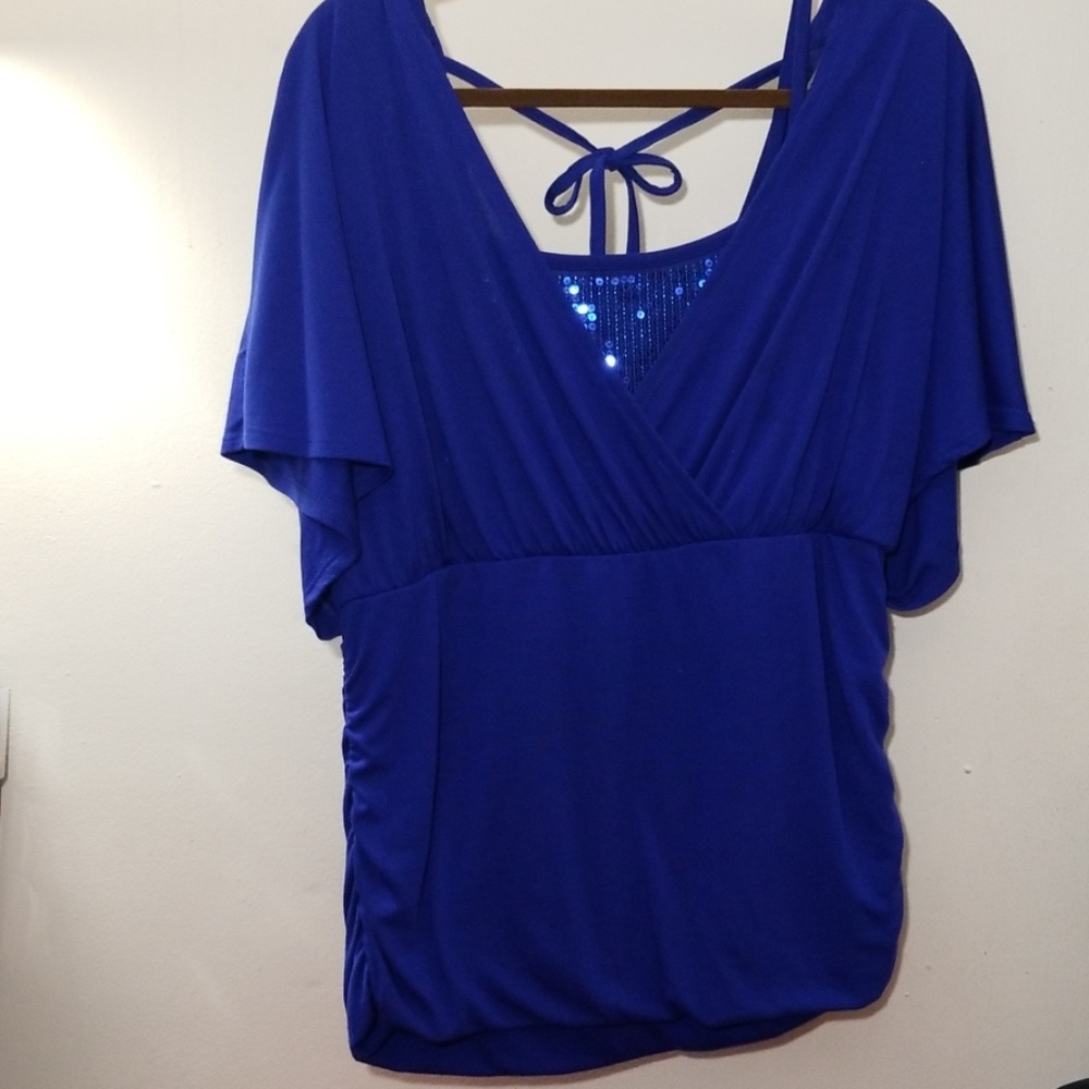 Royal blue top w/ attached sequin cami